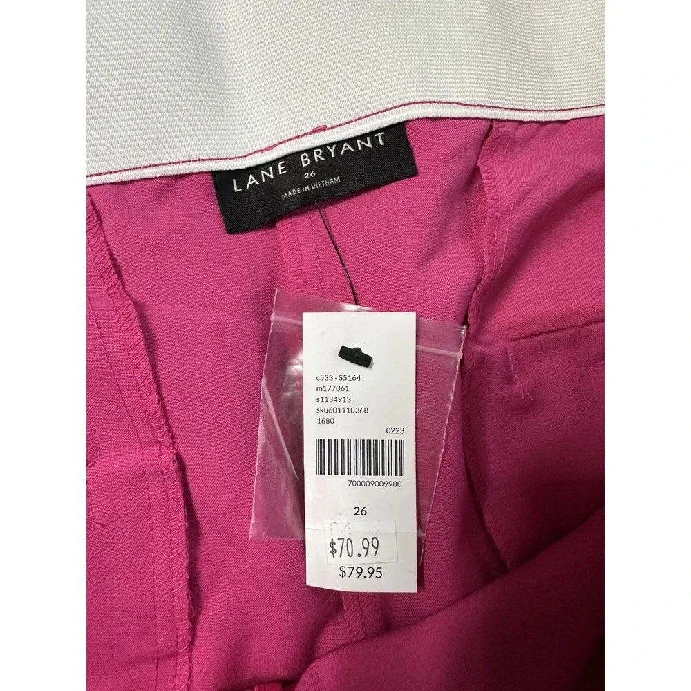 NWT Lane Bryant High-Rise Perfect Drape Wide Leg Capri Pant / Hot Pink / Size 26